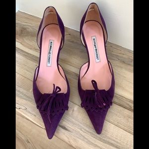 Manolo Blahnik Suede Fringe Heels